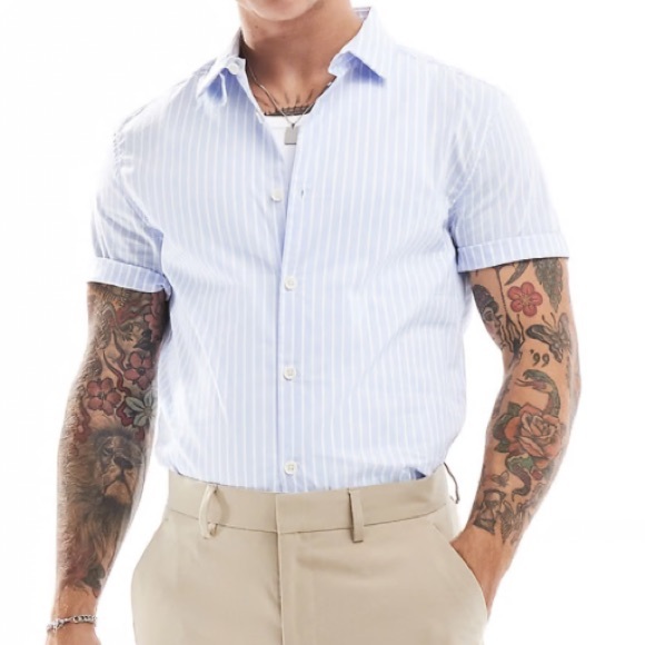 ASOS Other - ASOS Design Light Blue Striped Casual Shirt
